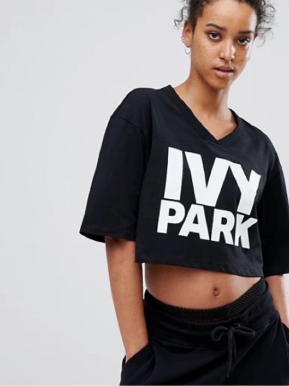 IVY PARK Girls' Black Logo Cropped Top
